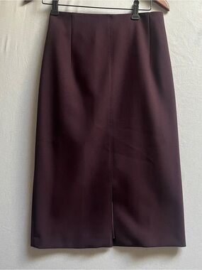 Boss Hugo Boss Vepeplum Front Slit Pencil Skirt Burgundy Sz 8